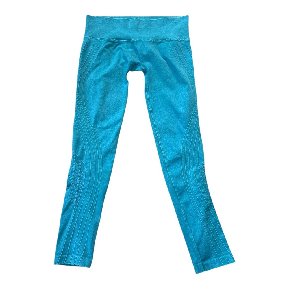 Spiritual Gangster Seamless Leggings Aqua Blue M L Textured Athleisure Workout‎